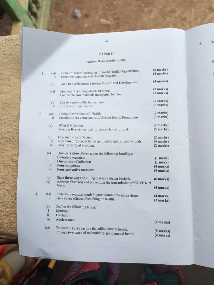 NECO 2024 Health Education Questions Papers (Practical, Theory & Objectives)